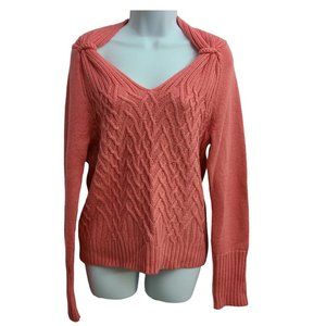 New York & Company Women's Coral Pink Knitted Sweater Size M Acrylic 100%